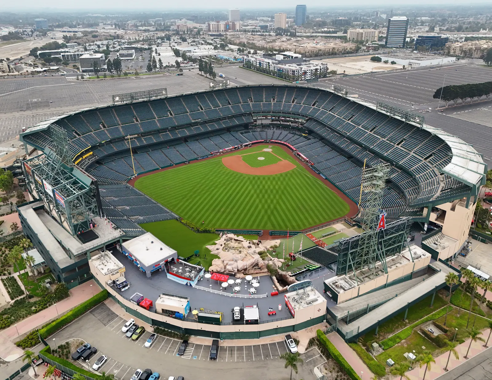 Aerial view of Angel Stadium in Anaheim