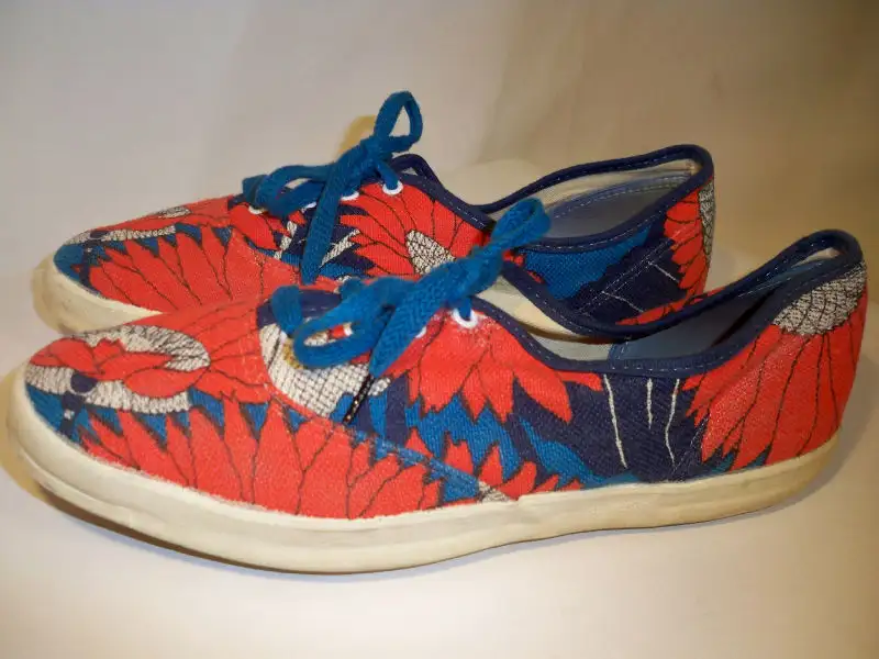 Vintage floral fabric Vans shoes showing the company’s custom work