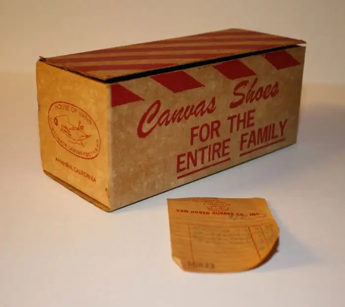 A vintage Van Doren Rubber Company shoe box and receipt