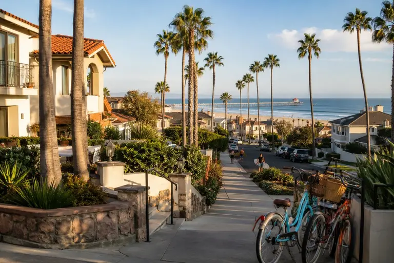 Coastal neighborhood street in Huntington Beach